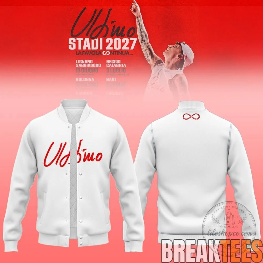 Ultimo Stadi 2027 La Favola Continua Tour White Bomber Jacket