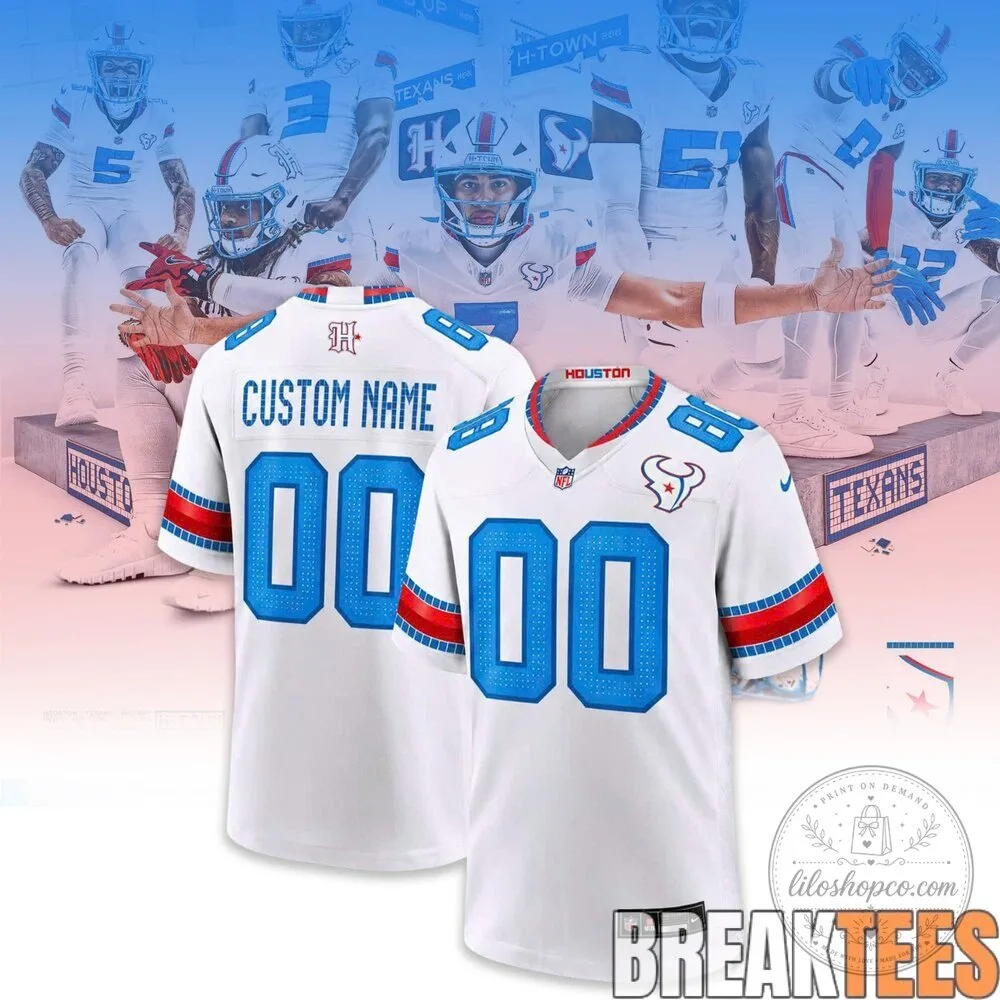 White Football Jersey for Houston Texans with Custom Name and Number