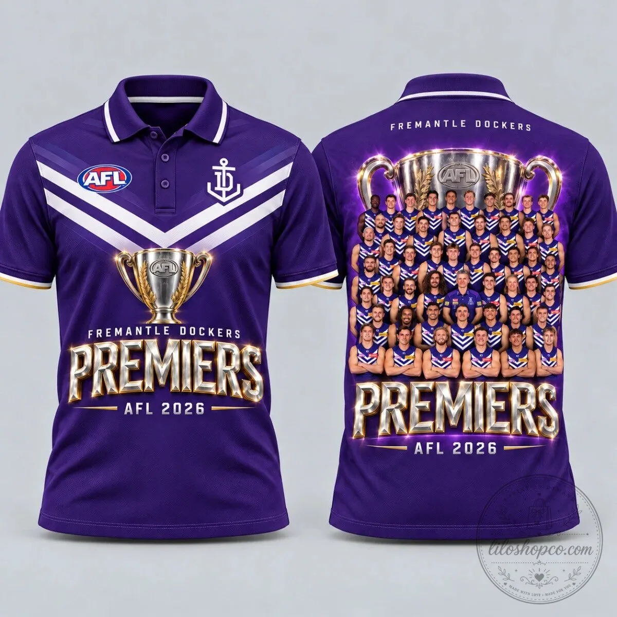 Fremantle Dockers Premiers AFL 2026 Purple Polo Shirt