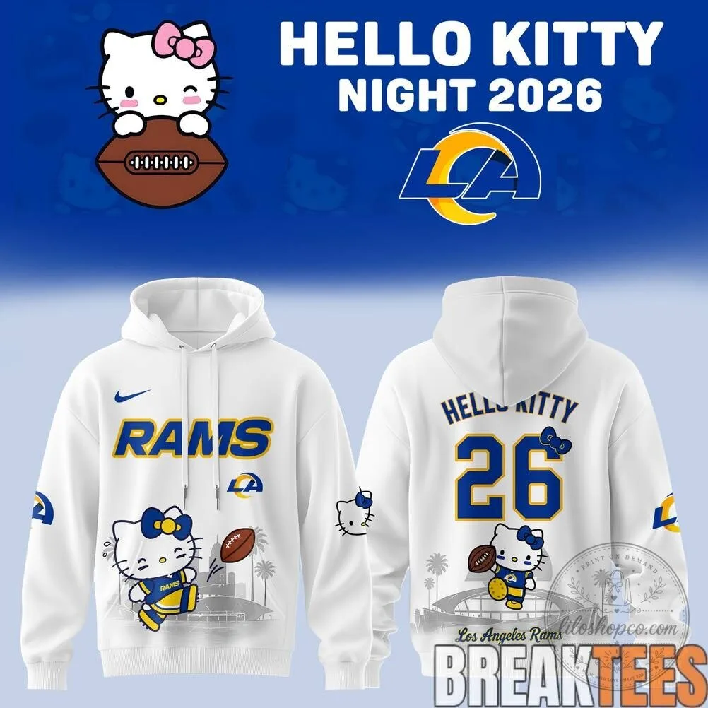Los Angeles Rams Hello Kitty Night 2026 Football White Hoodie