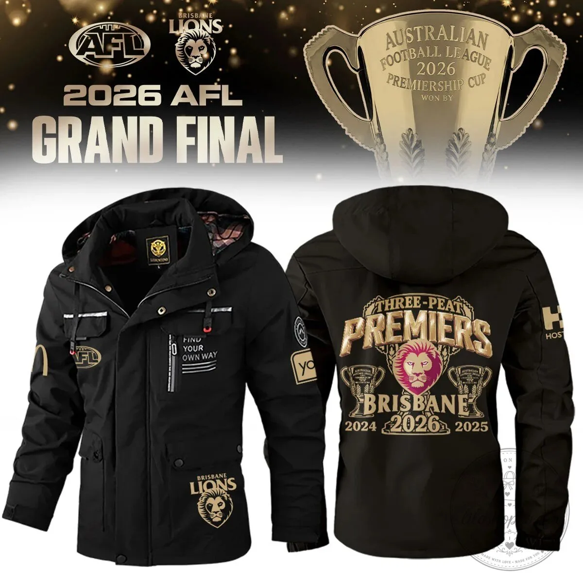 Brisbane Lions Australian Football League Grand Final Three-Peat Premiers Jacket