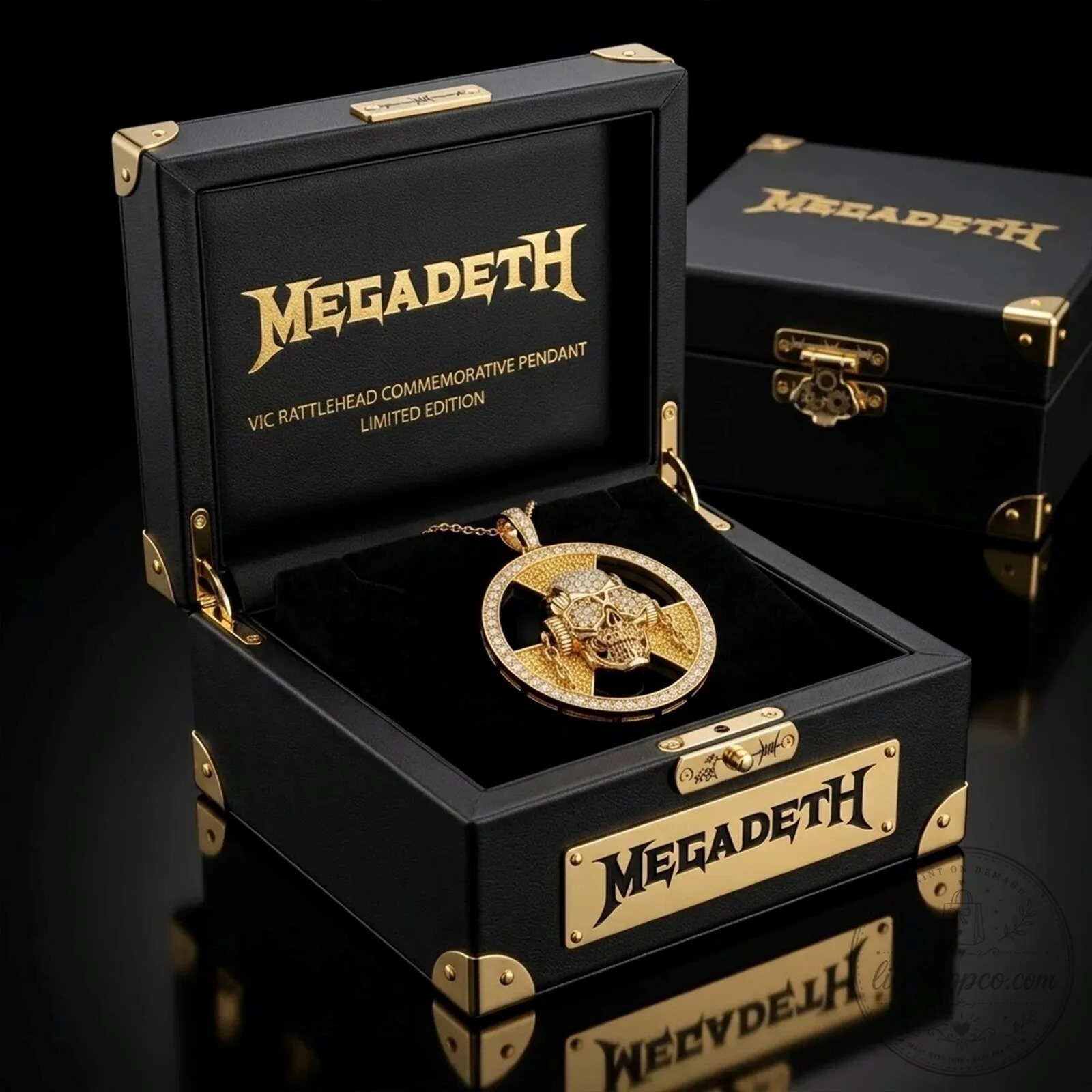 Vic Rattlehead Commemorative Necklace in Gold with Diamond Pendant by Megadeth