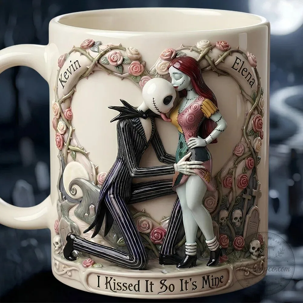 Jack Skellington and Sally Kissing Personalized The Nightmare Before Christmas Mug