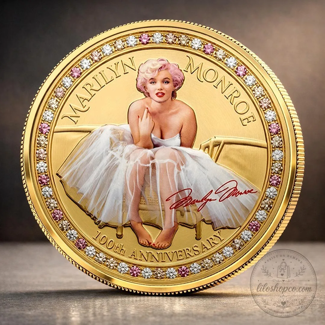 Commemorative Gold Coin with Gems for Marilyn Monroe's 100th Anniversary