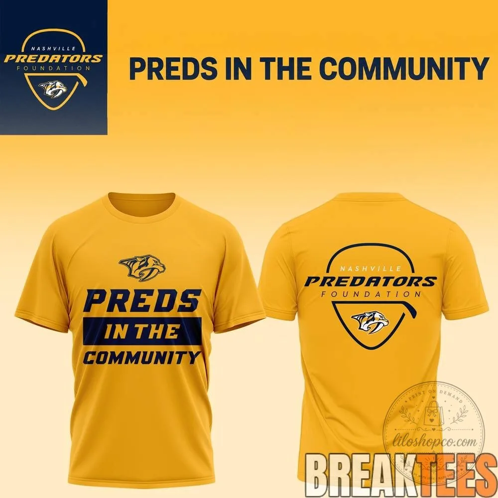 Nashville Predators Foundation Preds In The Community Gold T-Shirt