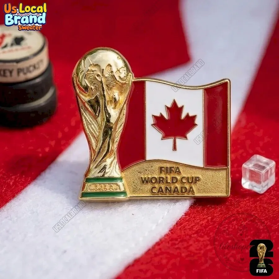 Canada FIFA World Cup 2026 Trophy and Flag Commemorative Pin