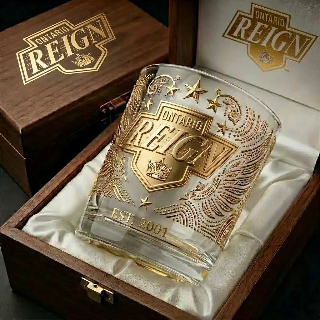 Ontario Reign Gold Edition Whiskey Glass with Wooden Box