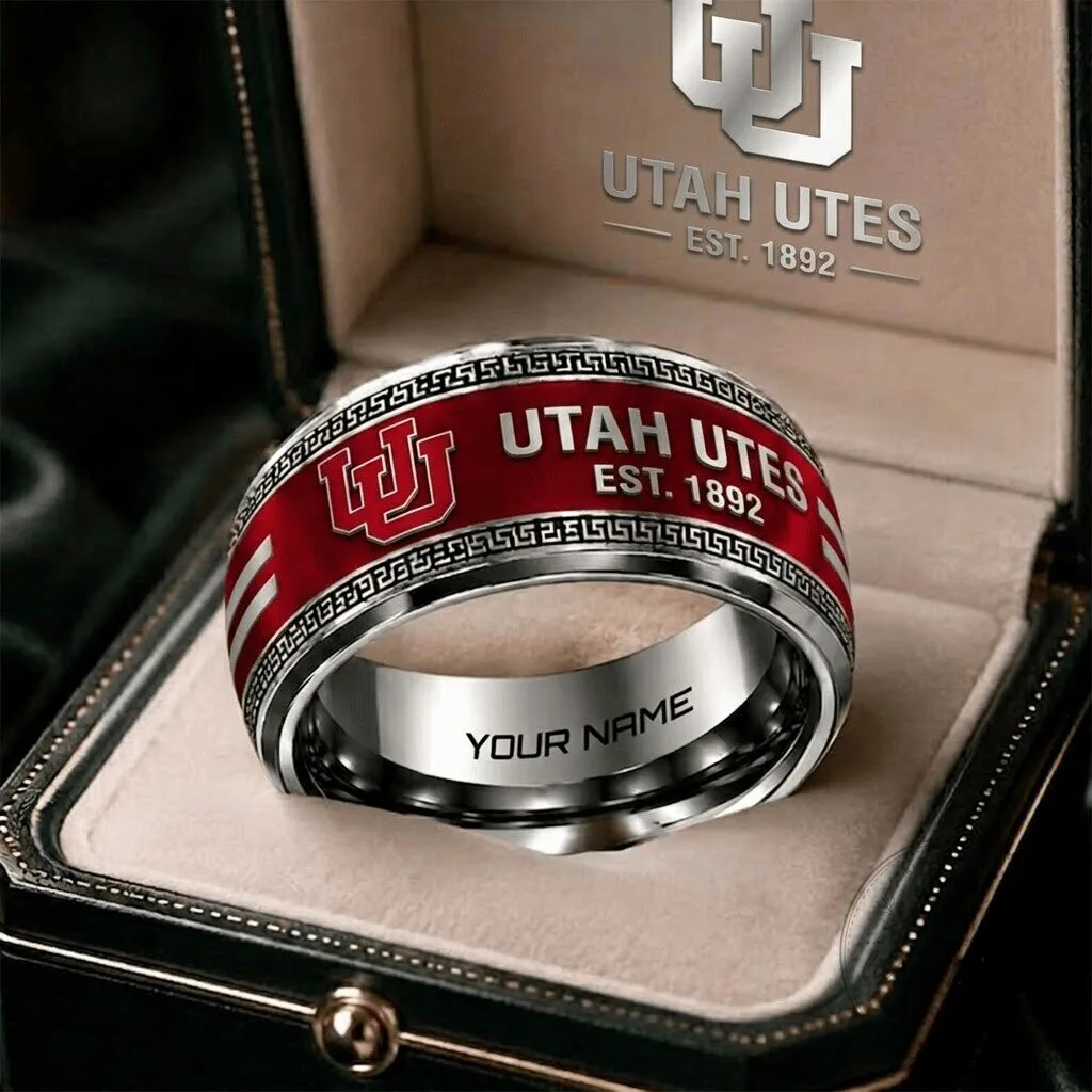 Utah Utes NCAA Personalized Silver Ring for Men and Women