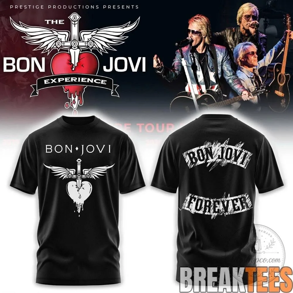 Bon Jovi Forever Tour 2026 Rock Band Concert Black Graphic T-Shirt