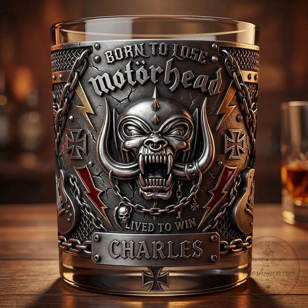 Motorhead Born To Lose Live To Win Personalized Whiskey Glass