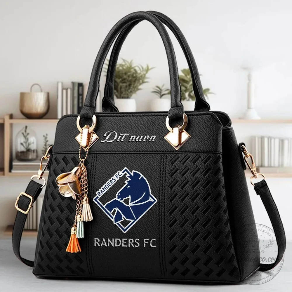 Randers FC Football Club Logo Black Leather Handbag