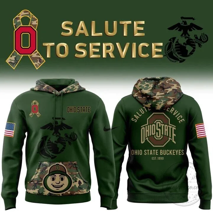 Ohio State Football Salute To Service Marines Limited Edition Hoodie