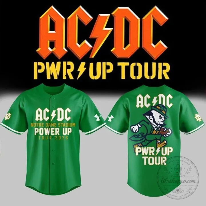 Notre Dame Fighting Irish Football AC/DC Power Up Tour 2026 Baseball Jersey
