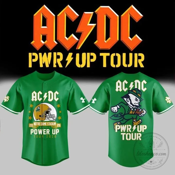Notre Dame Football AC/DC Power Up Tour 2026 Green Jersey