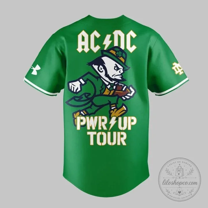 Notre Dame Football AC/DC Power Up Tour 2026 Green Jersey 9 Notre Dame Football AC/DC Power Up Tour 2026 Green Jersey