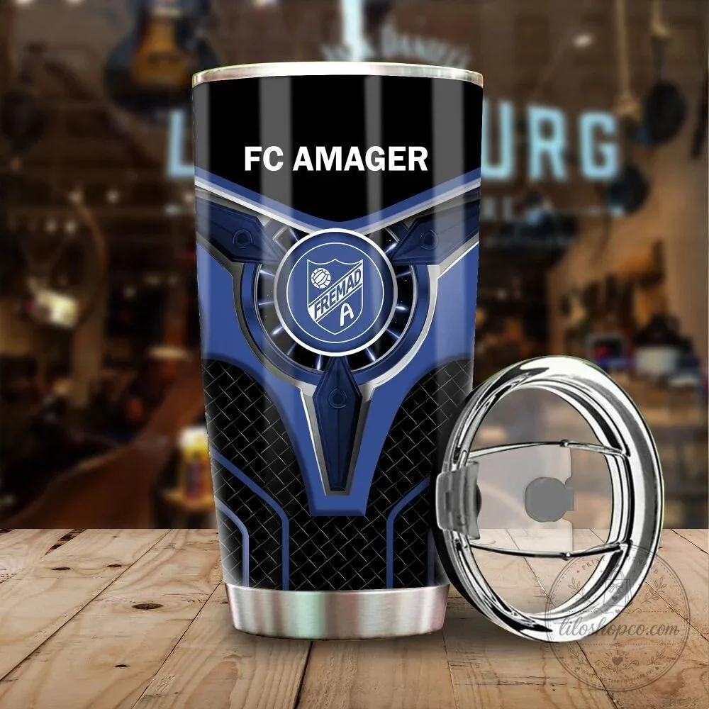 FC Amager Football Club Blue and Black Stainless Steel Insulated Tumbler