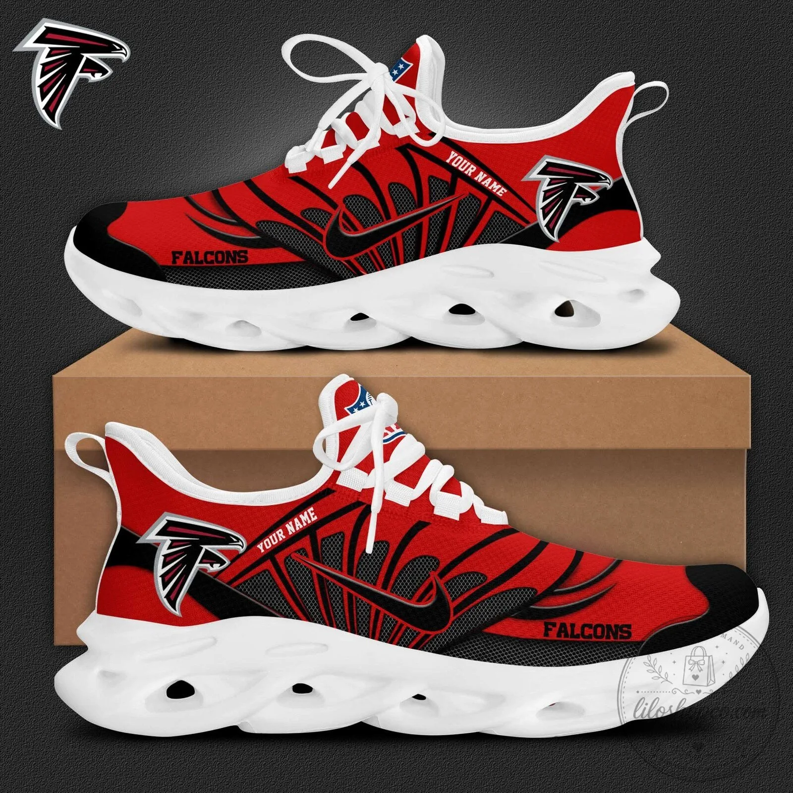 Atlanta Falcons Personalized Red Black Max Soul Shoes