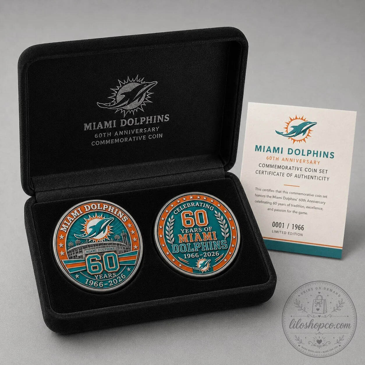 Miami Dolphins 60th Anniversary Commemorative Challenge Coin Set