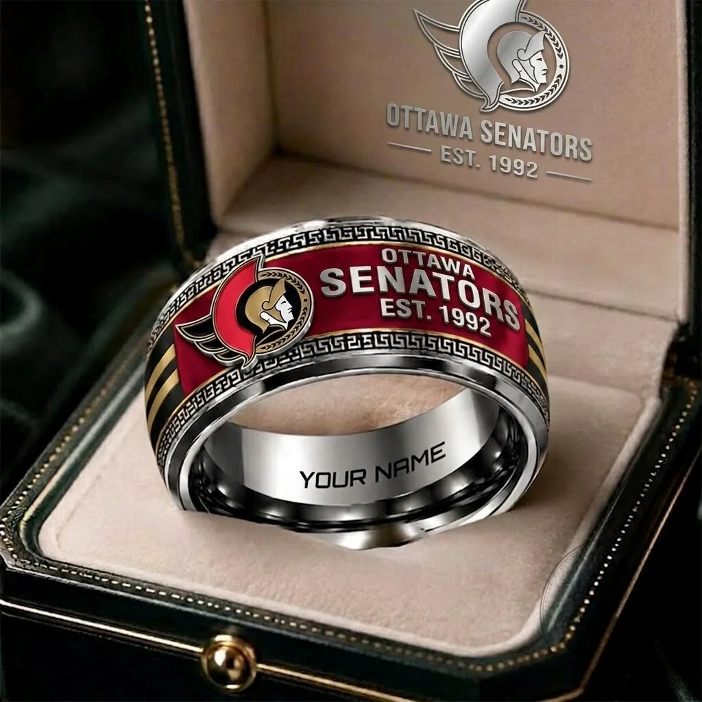 Ottawa Senators Personalized Stainless Steel Ring with Custom Engraving