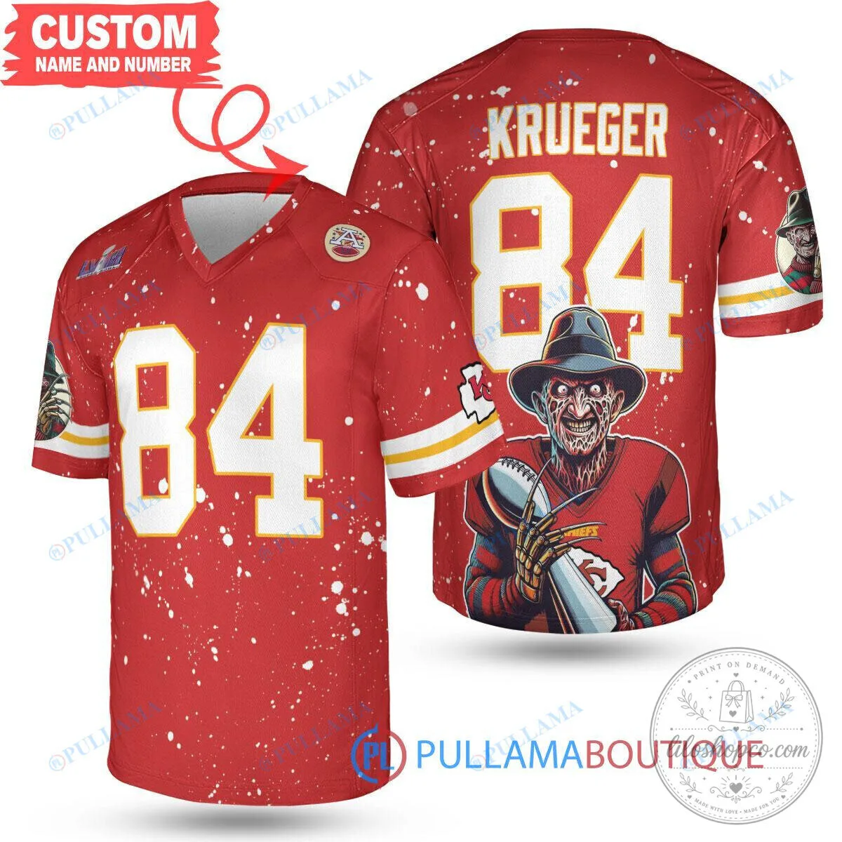 Freddy Krueger Kansas City Chiefs Halloween Football Jersey