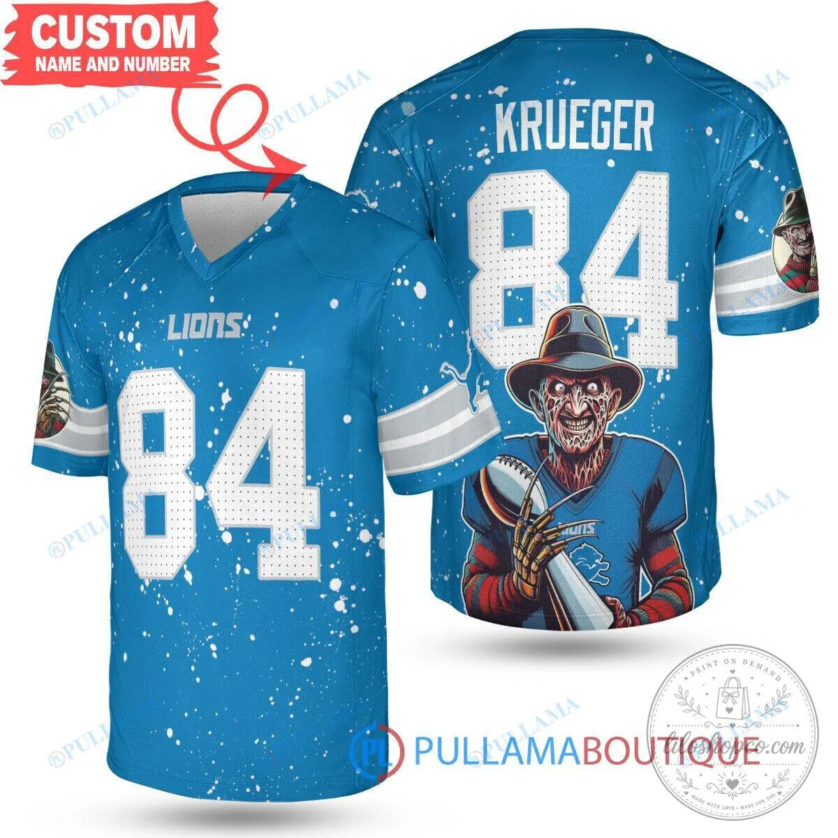 Freddy Krueger Detroit Lions Halloween Football Jersey