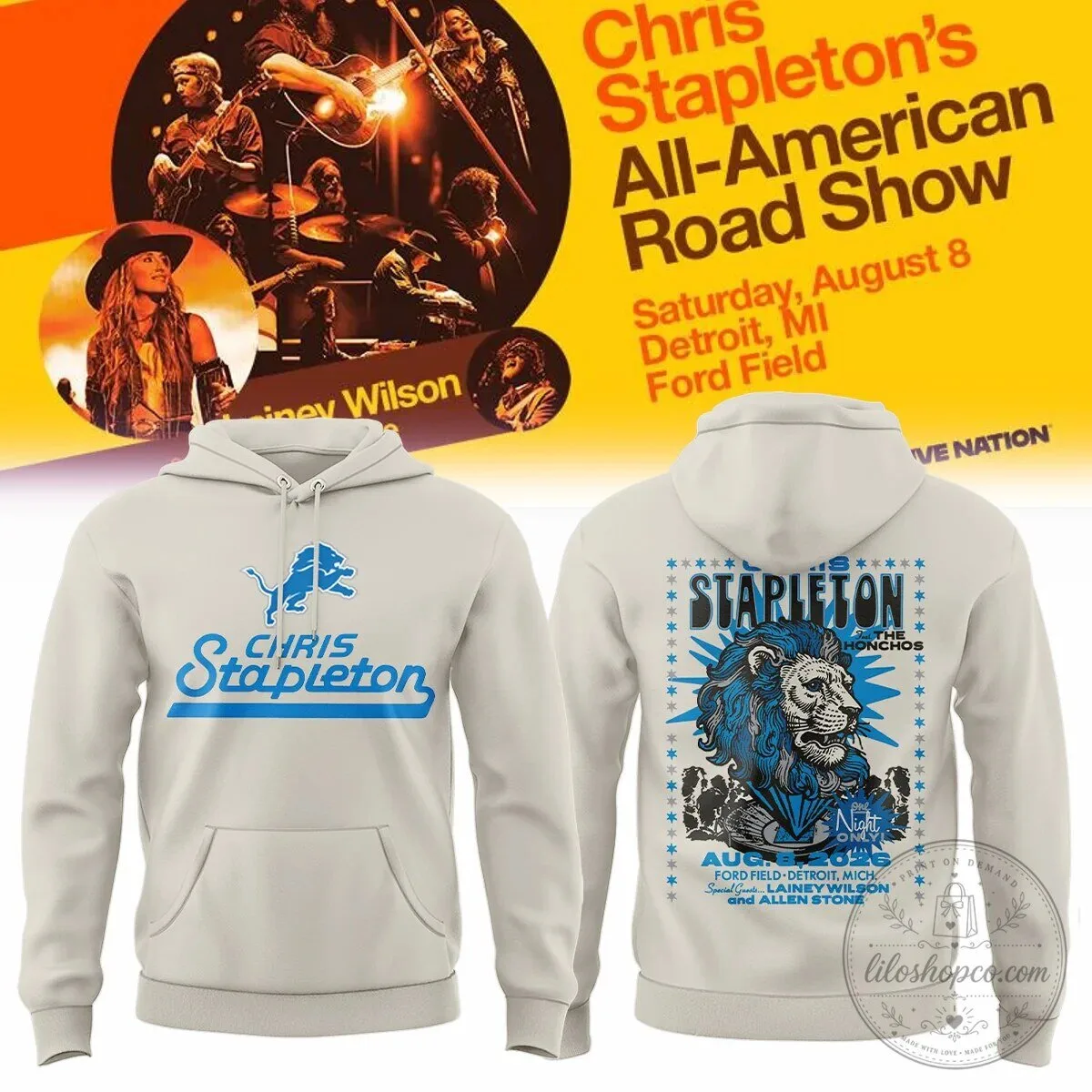 Hoodie for Chris Stapleton's All-American Road Show in Detroit, Michigan Concert
