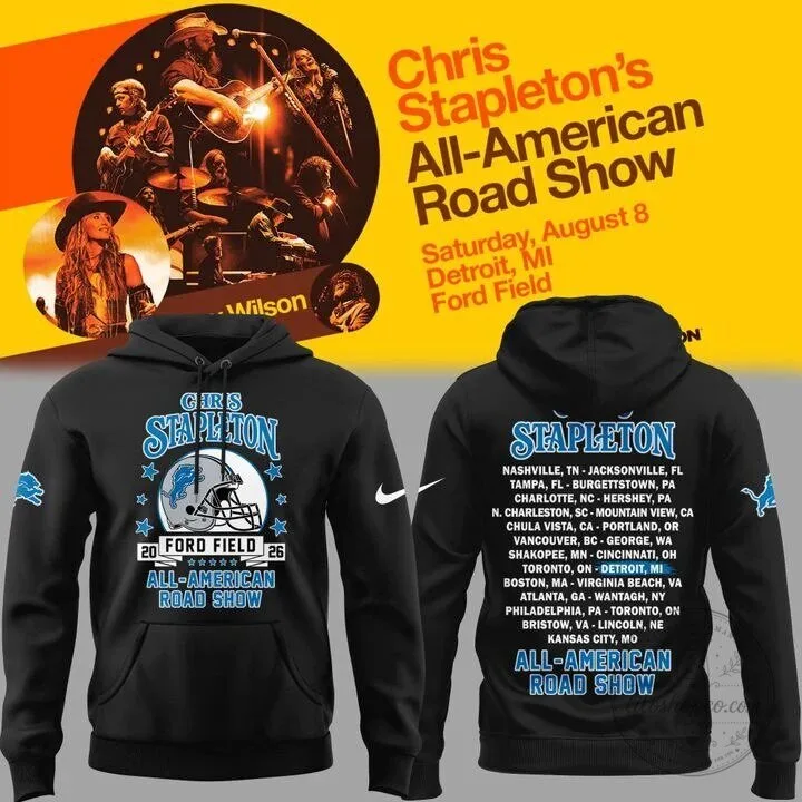 Detroit Lions Black Hoodie featuring Chris Stapleton's All American Road Show