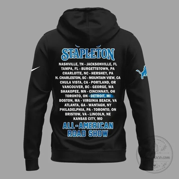Detroit Lions Black Hoodie featuring Chris Stapleton's All American Road Show 9 Detroit Lions Black Hoodie featuring Chris Stapleton