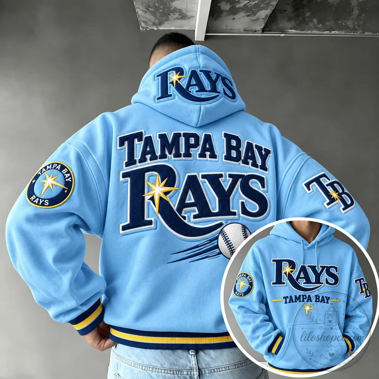 Tampa Bay Rays Baseball Team Logo Light Blue Unisex Hoodie