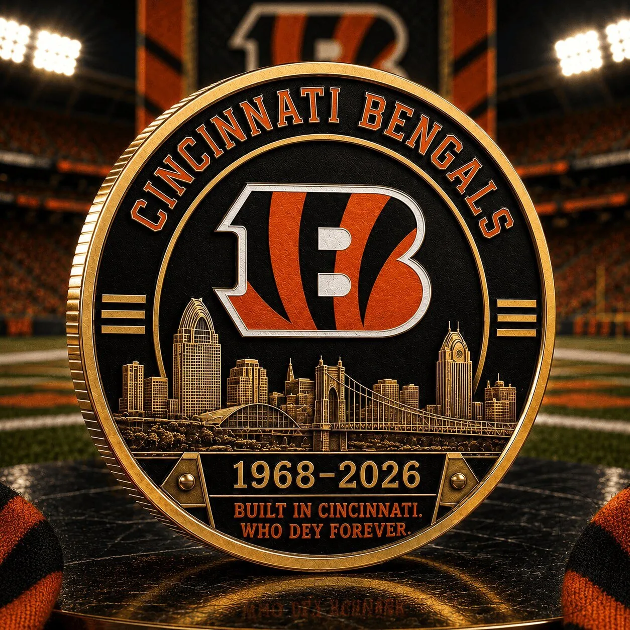 Cincinnati Bengals 1968-2026 Anniversary Commemorative Gold Coin Collectible