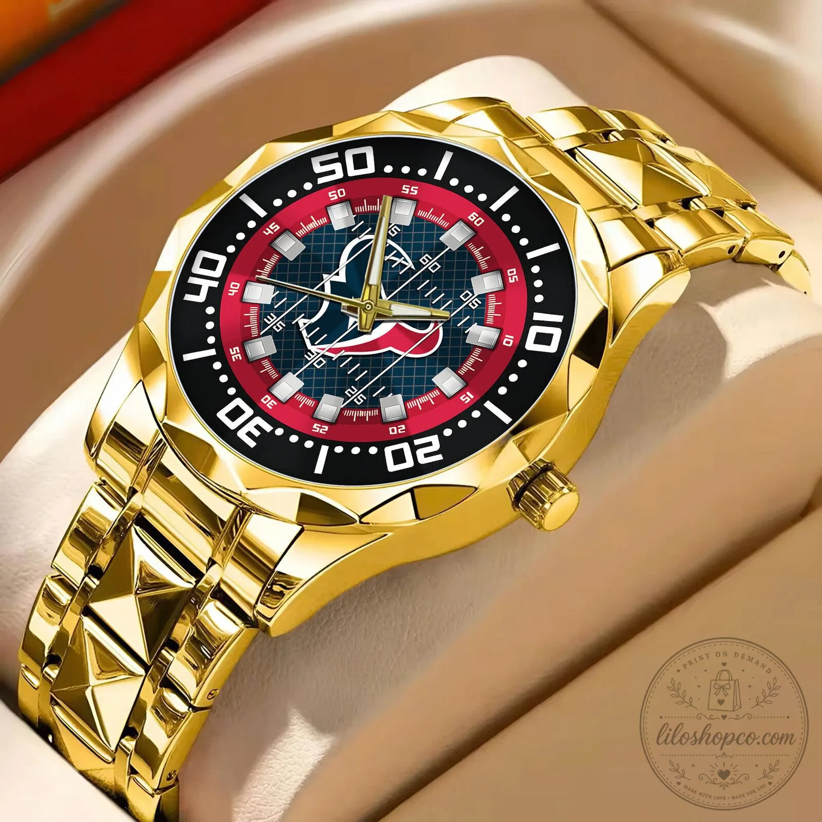 New Jersey Devils National Hockey League Gold Watch for Men