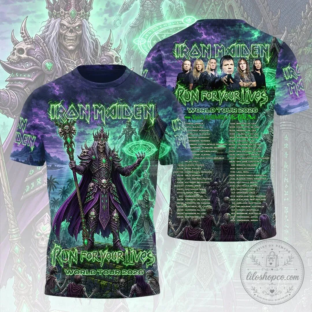 2026 Iron Maiden Run For Your Lives World Tour Graphic Tee