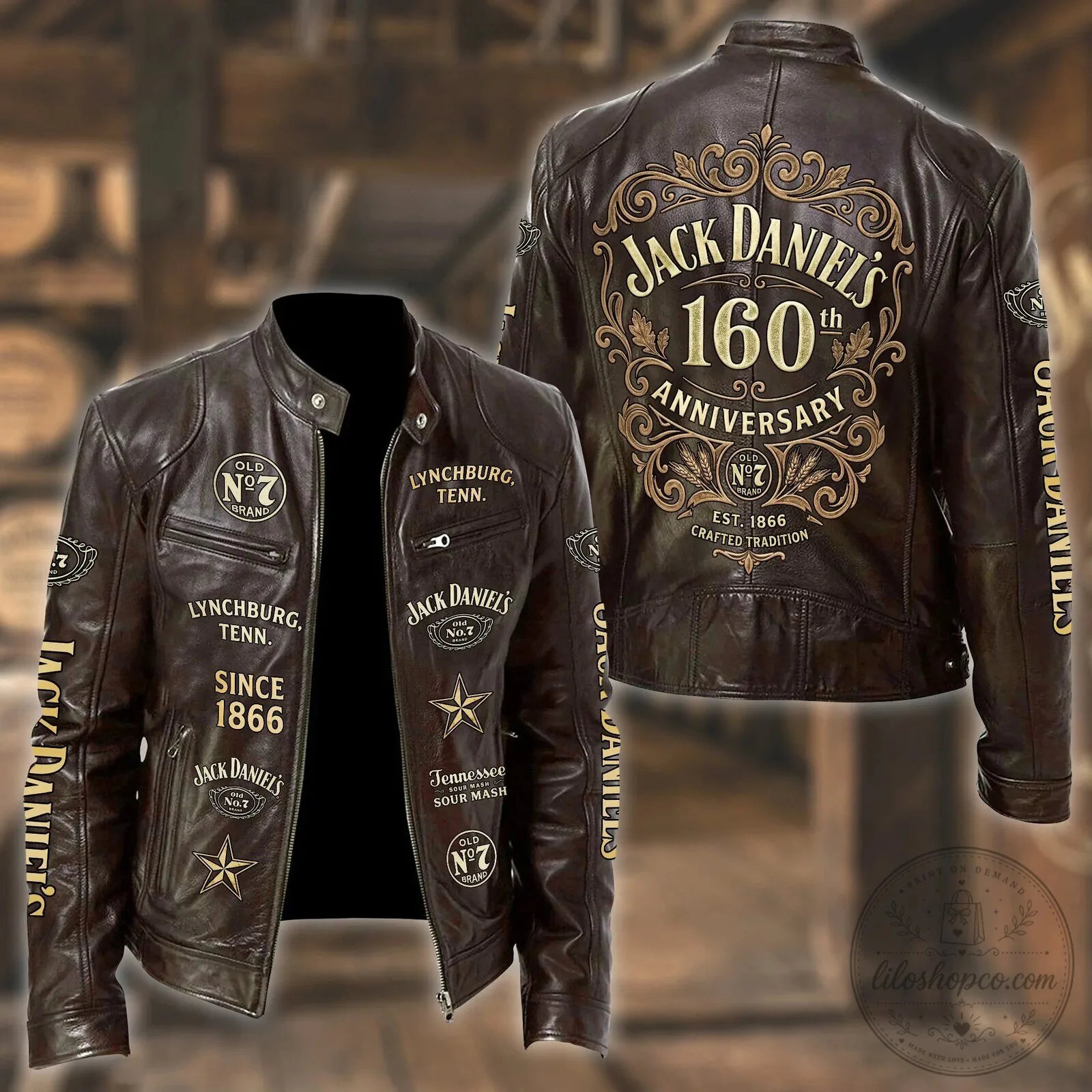 Tennessee Whiskey Leather Jacket for Jack Daniel's 160th Anniversary Old No. 7 Brand