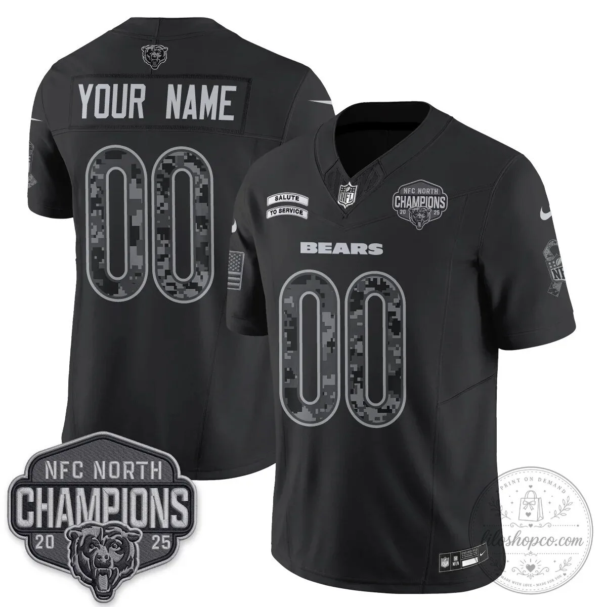 Chicago Bears 2026 Salute to Service Vapor Custom Football Jersey