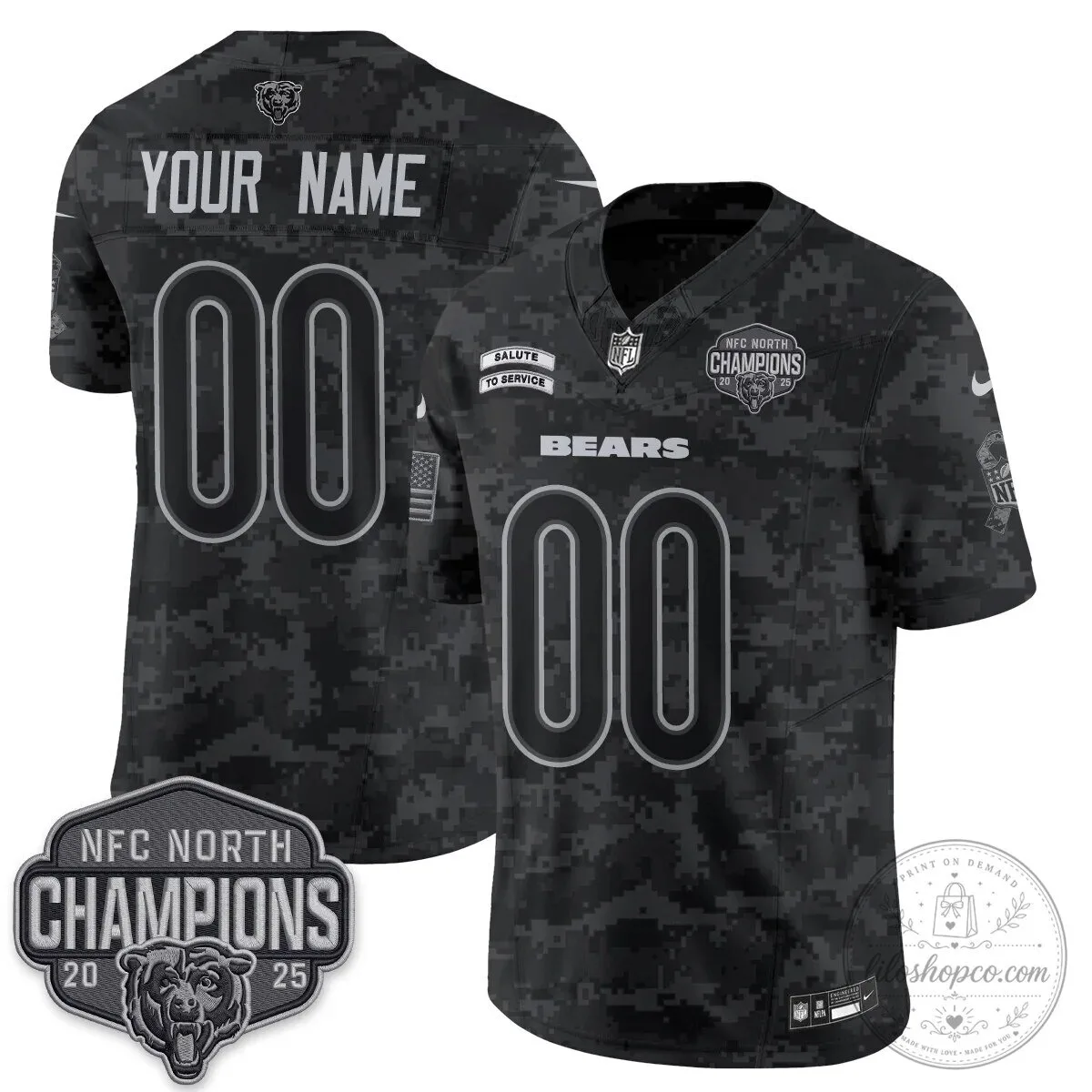 Chicago Bears 2026 Salute to Service Vapor Custom Football Jersey 10 Chicago Bears 2026 Salute to Service Vapor Custom Football Jersey