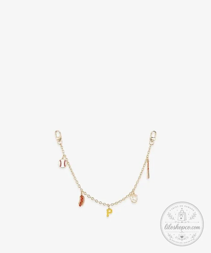 Pittsburgh Pirates Baseball Team Gold Charm Keychain Chain