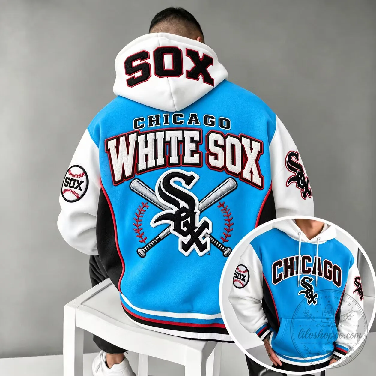 Embroidered Hoodie Featuring the Chicago White Sox Baseball Team