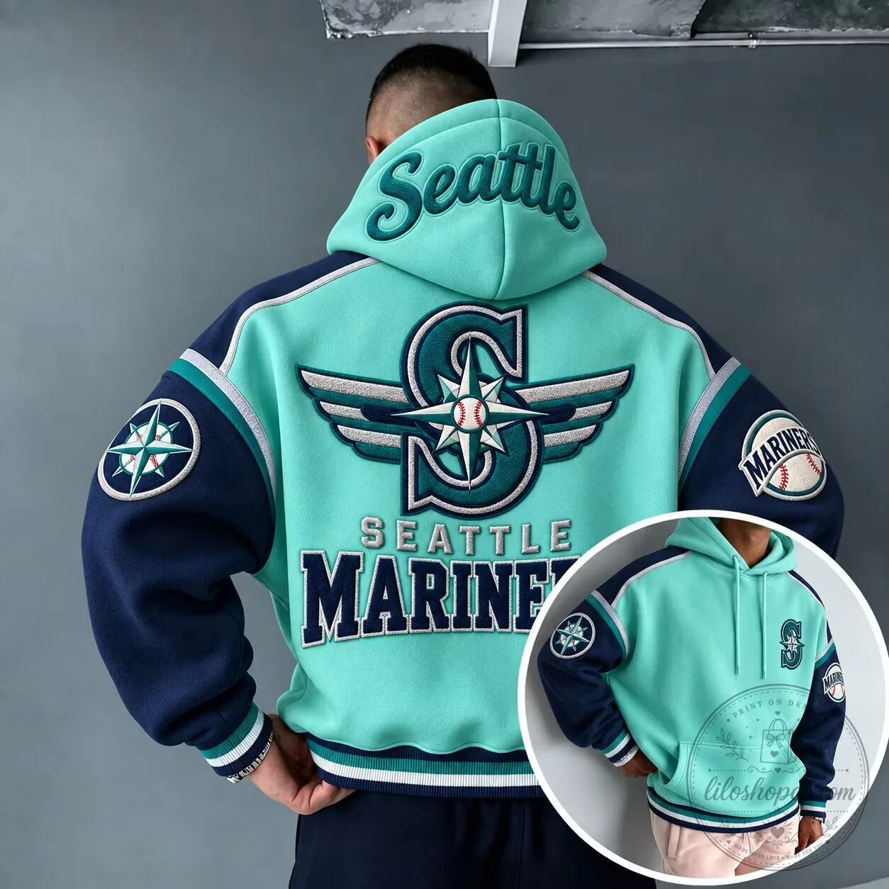 Seattle Mariners Baseball Team Embroidered Hoodie
