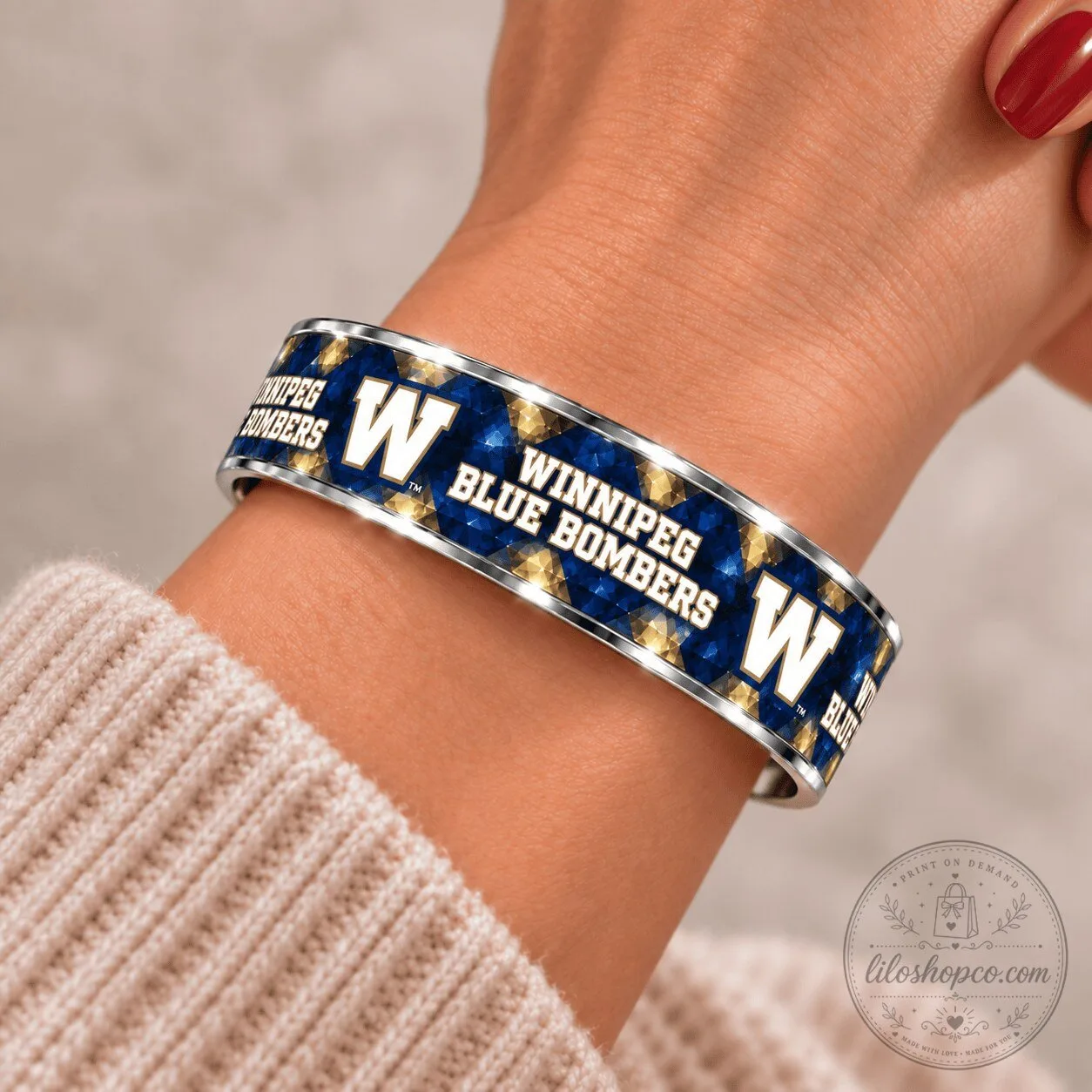 Winnipeg Blue Bombers CFL Football Team Logo Bracelet For Women