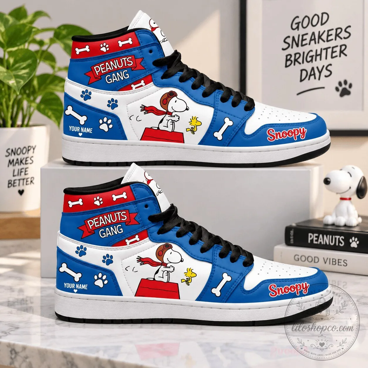 Peanuts Gang Snoopy Flying Ace High-Top Sneakers