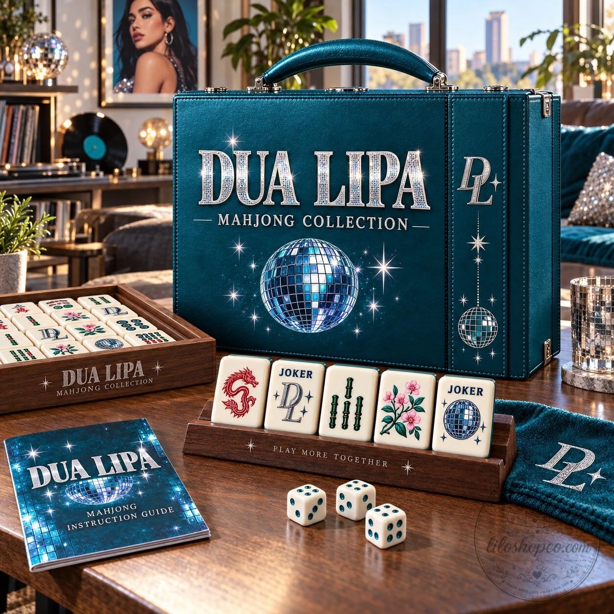 Dua Lipa Mahjong Collection Game Set with Carrying Case and Tiles