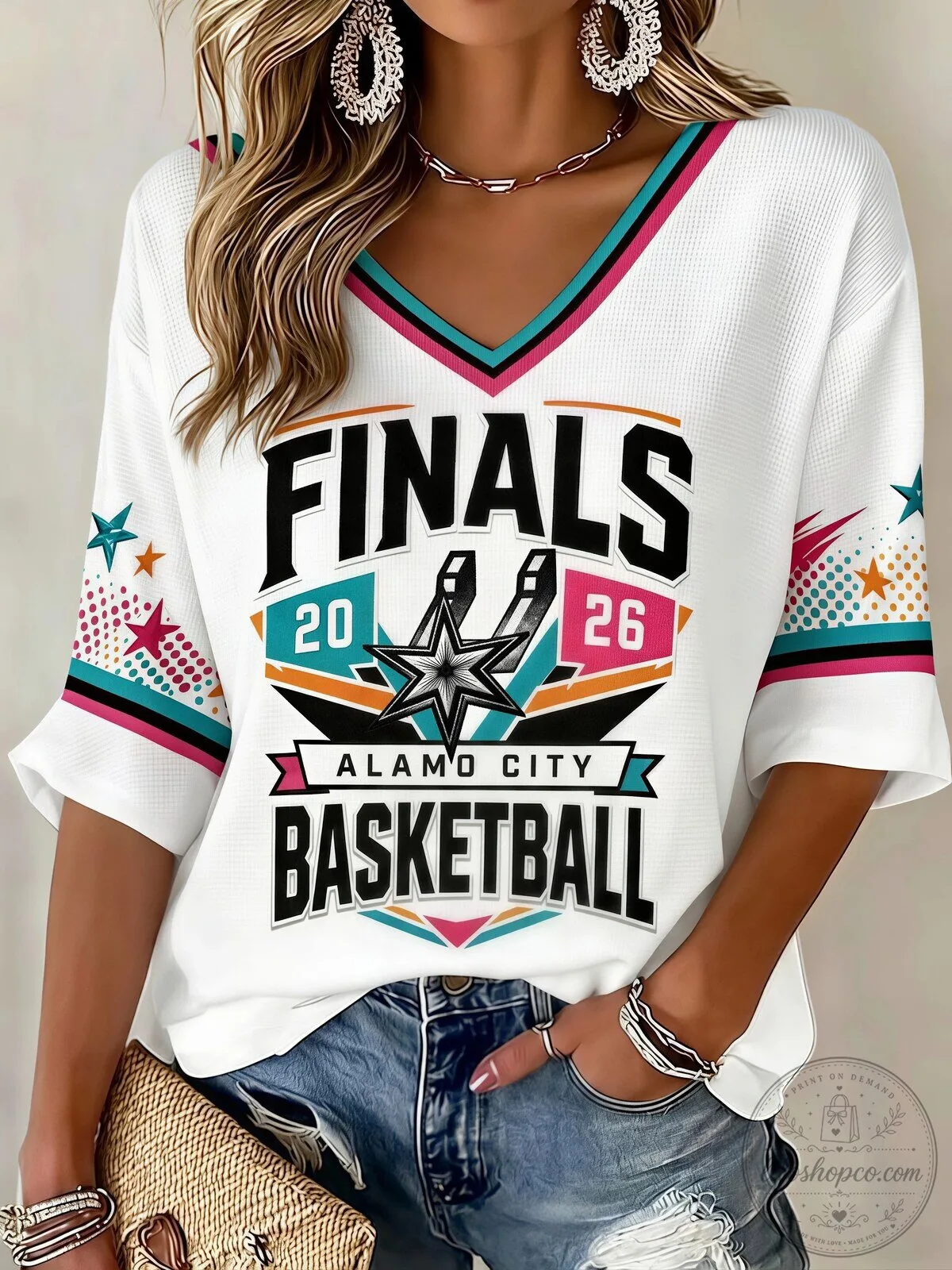 Basketball Fan Shirt Alamo City Finals 2026 Graphic V-Neck T-Shirt