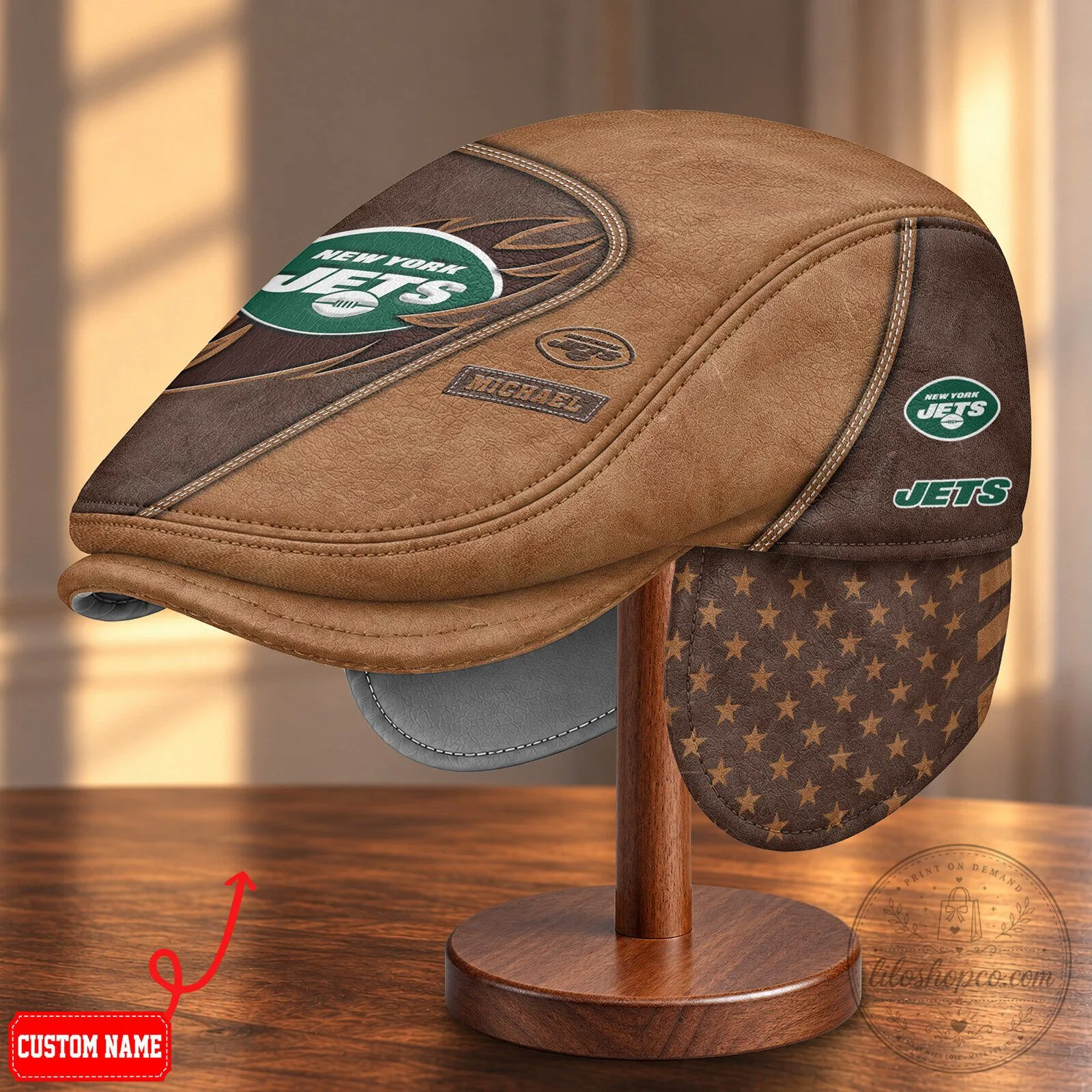 New York Jets NFL Flat Cap with Foldable Ear Flaps