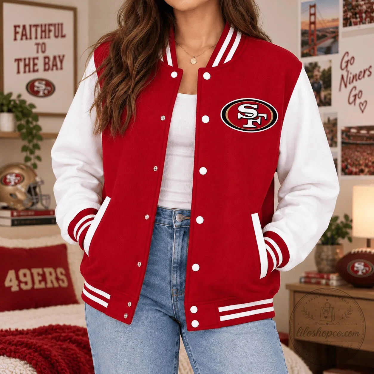 San Francisco 49ers NFL Football Team Classic Varsity Bomber Jacket