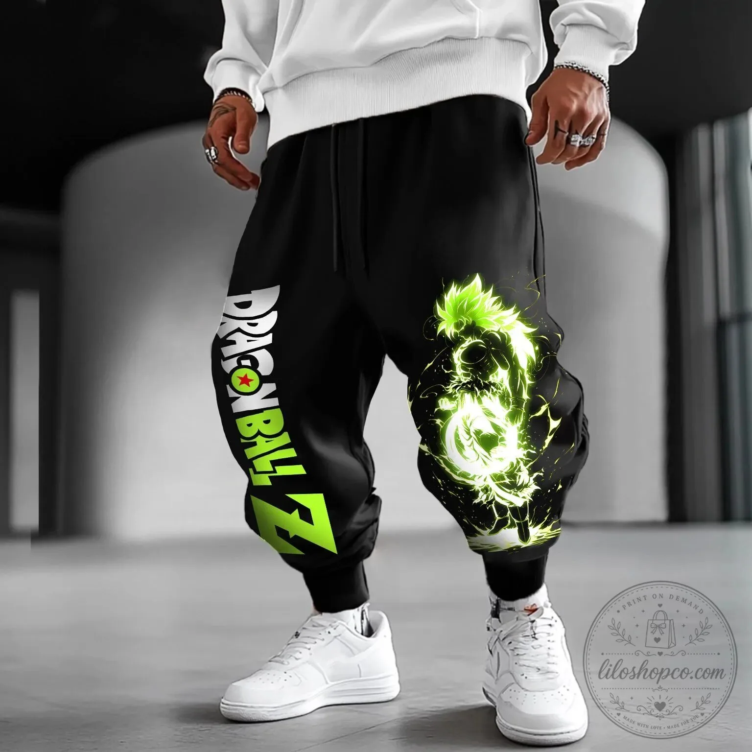 Dragon Ball Z Broly Super Saiyan Green Anime Jogger Pants