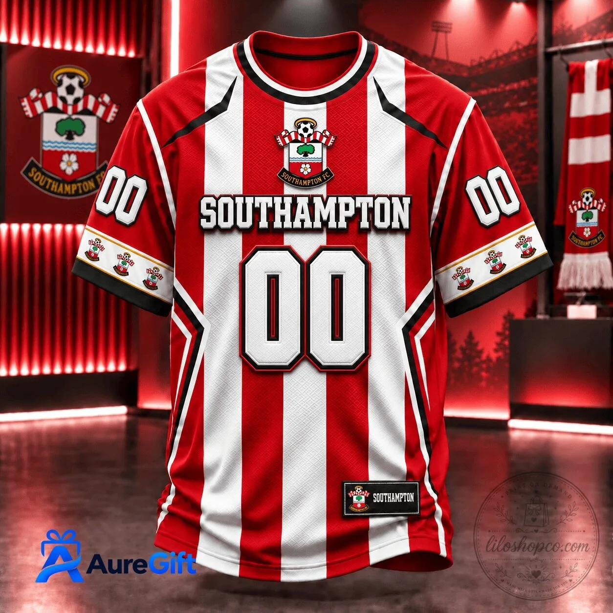 Southampton Football Club Personalized Red White Striped Fan Jersey