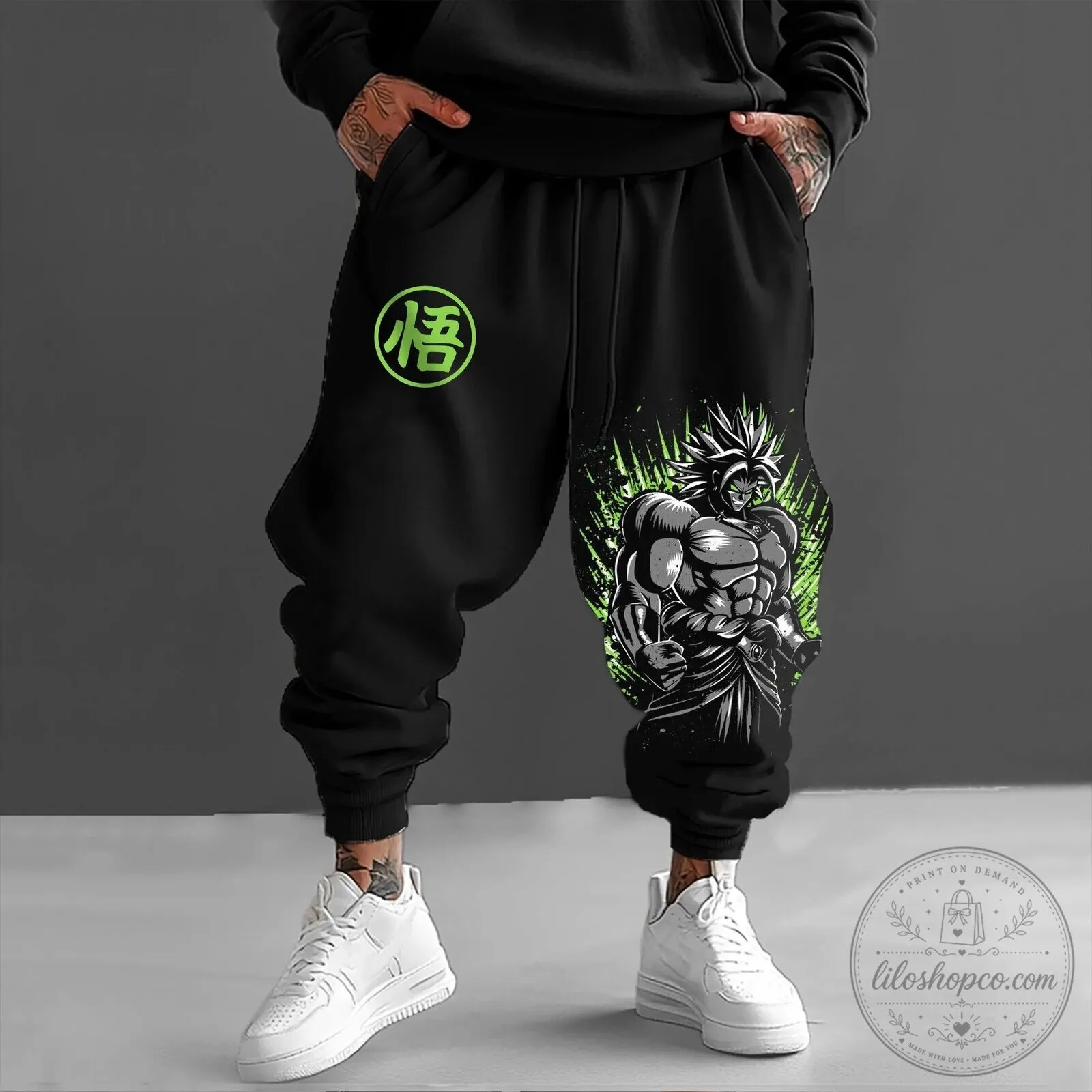 Dragon Ball Z Broly Super Saiyan Legendary Saiyan Black Jogger Pants
