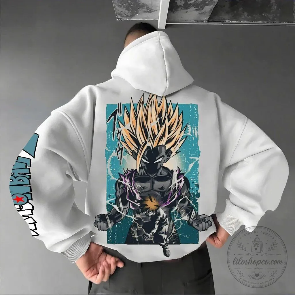 Dragon Ball Z Super Saiyan Gohan and Naruto Uzumaki Anime Graphic Hoodie