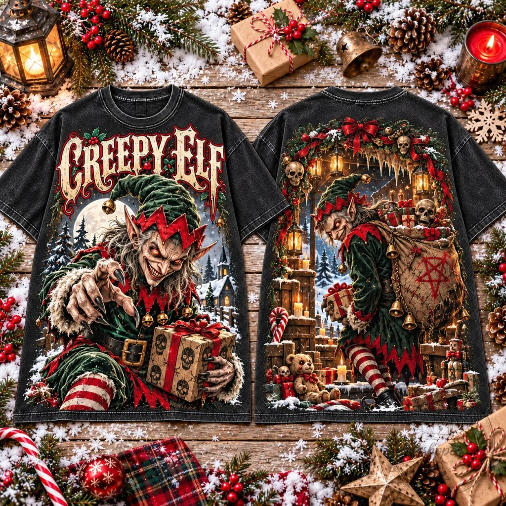 Creepy Elf Evil Christmas Nightmare Horror Holiday T-Shirt Creepy Elf Evil Christmas Nightmare Horror Holiday T-Shirt