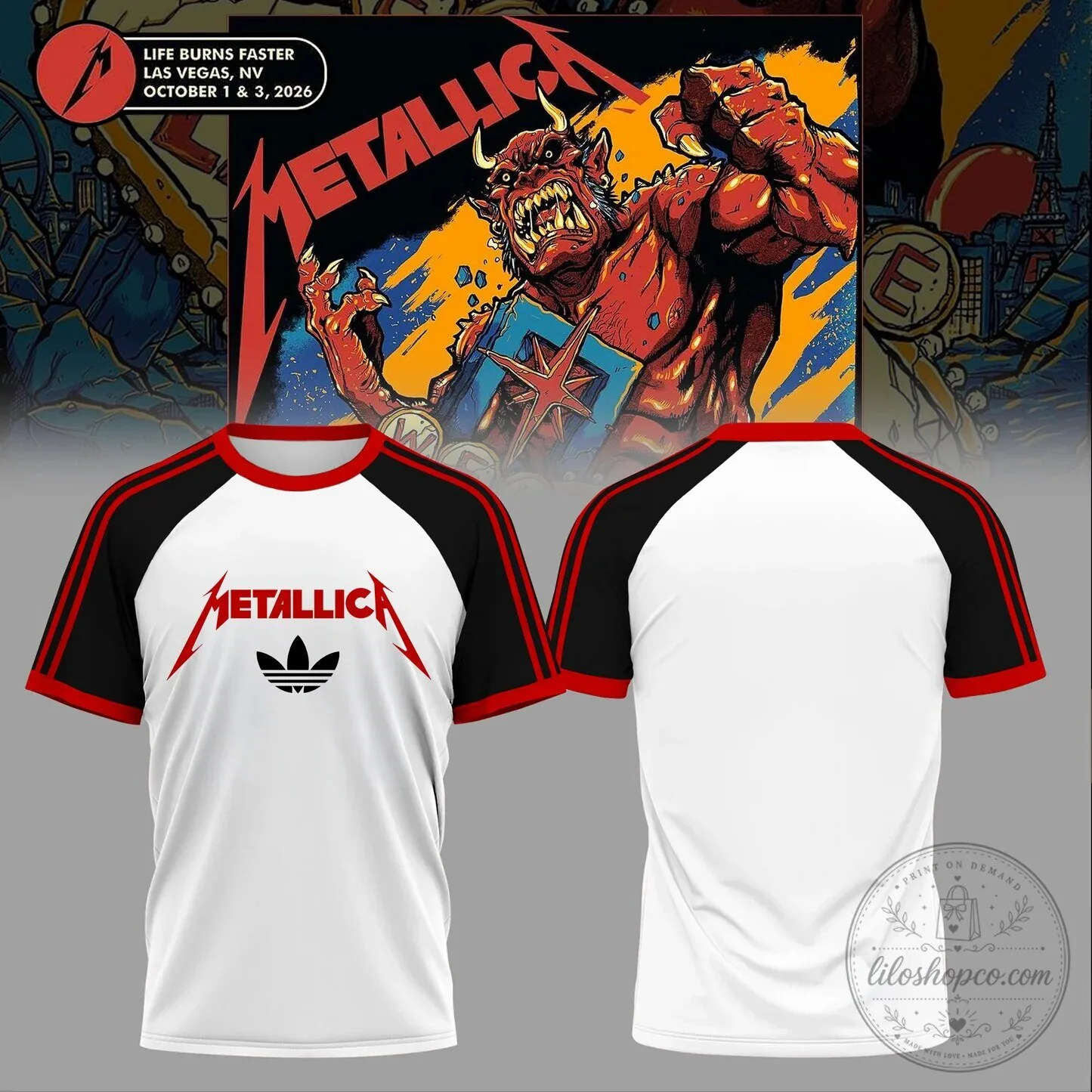Metallica M72 World Tour Life Burns Faster Las Vegas Concert T-Shirt